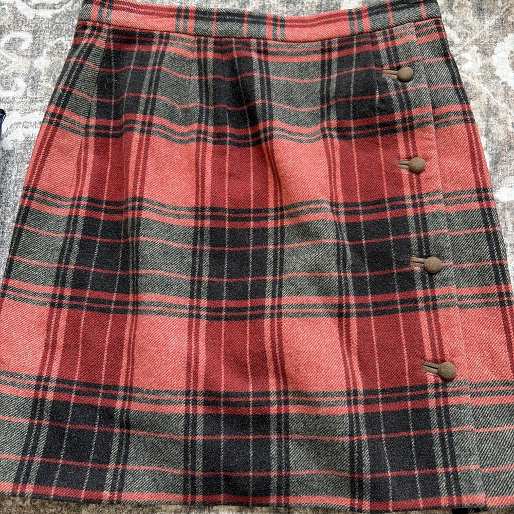 VTG Telluride Clothing Wool Blend  Women's Skirt Size 12 Lined, Red Brown Plaid